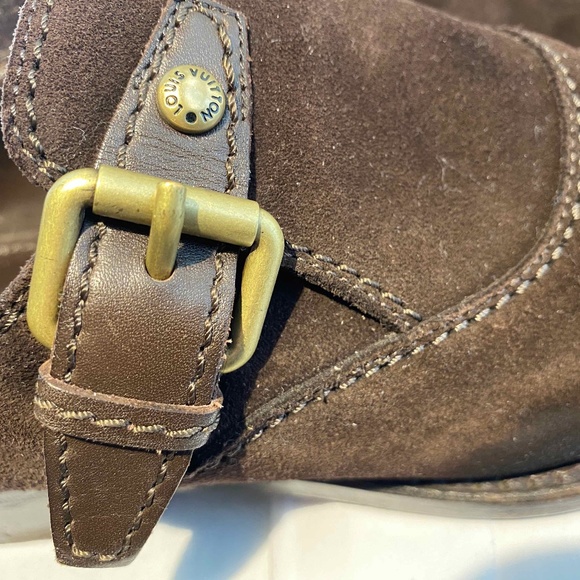 MEN' LOUIS VUITTON BROWN SUEDE LEATHER Cowboy SHOES ANKL BOOTS western 6 loafers - Picture 2 of 9